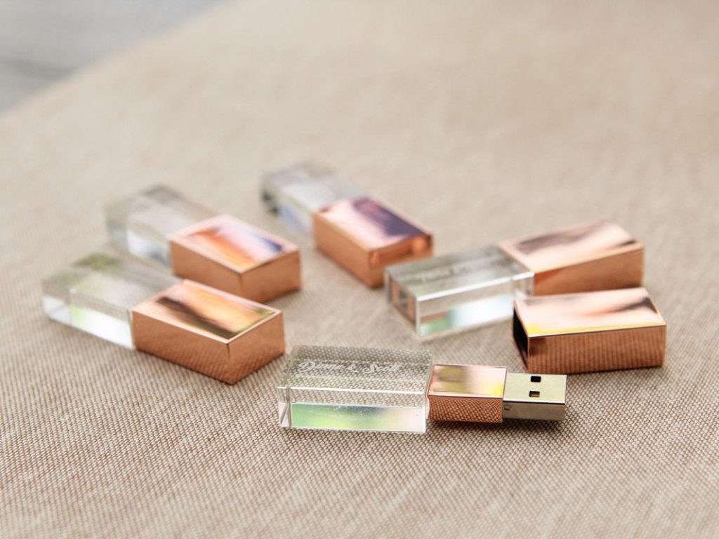 Engraved Crystal USB Drive – Rose Gold or Gold Crystal Glass USB Flash ...