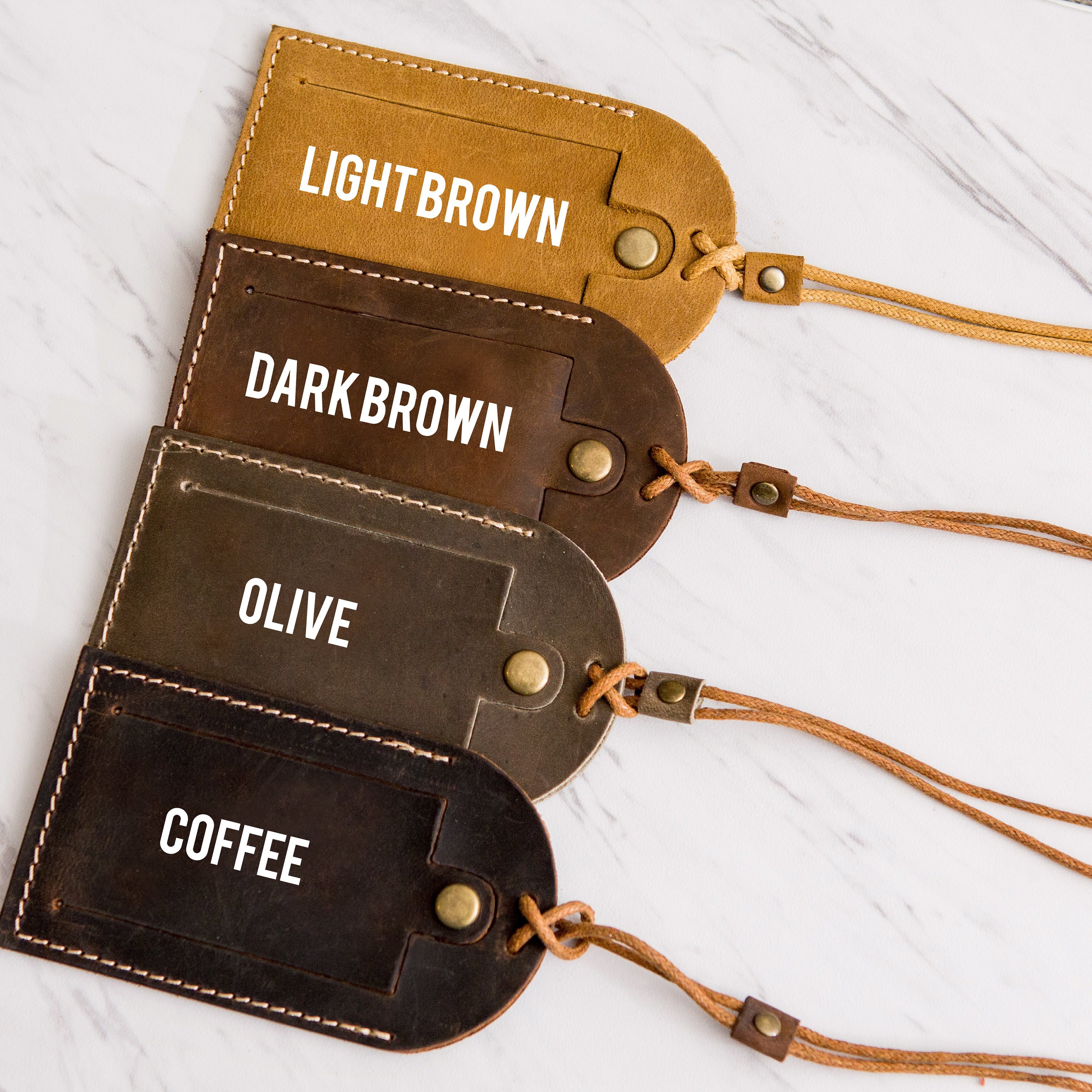 Engraved Luggage Tag With Contact Card Leather Travel Bag 