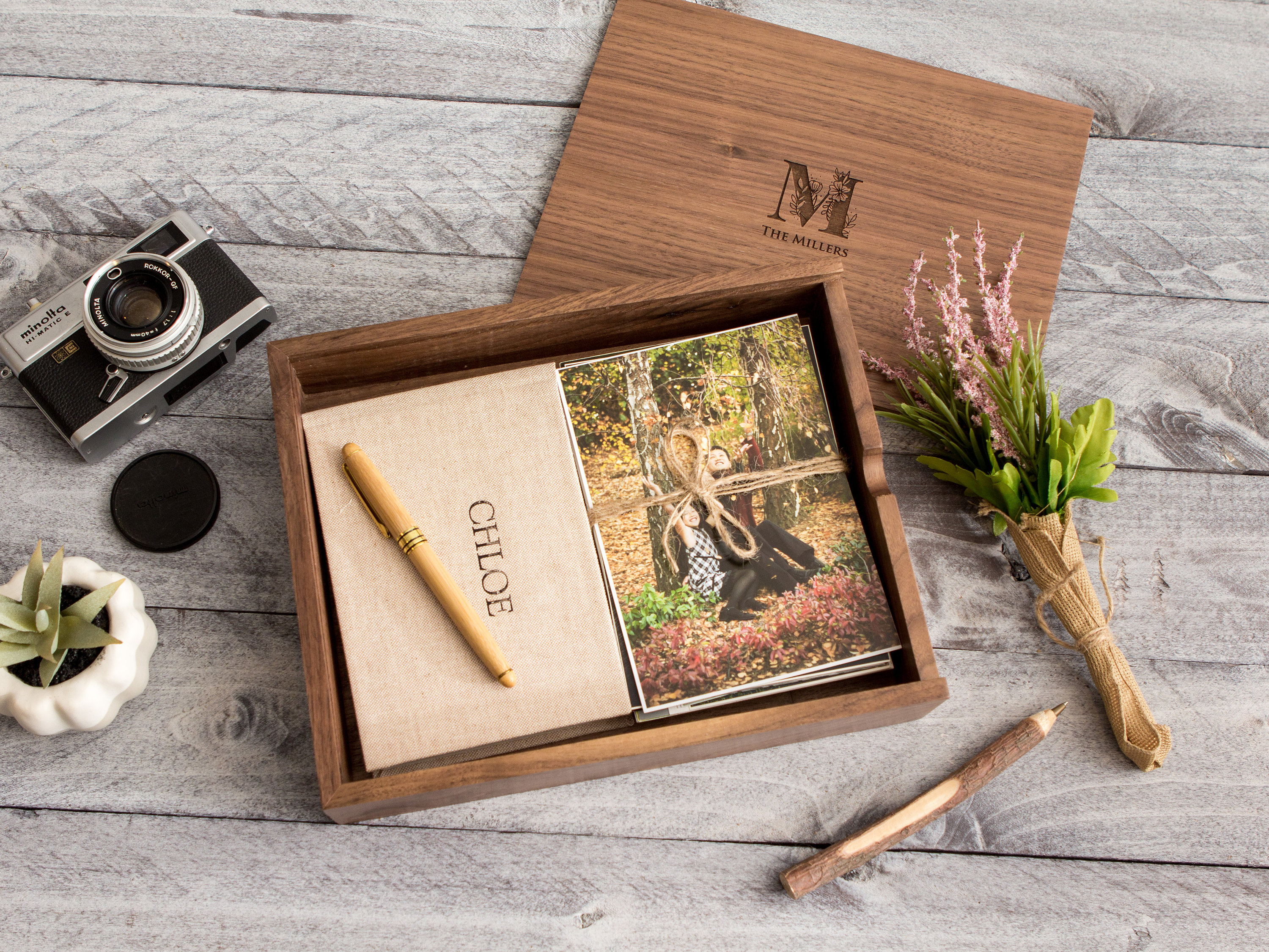 Wooden Memory Photo Box: 8x10 inch WALNUT (EMPTY - Photo lid is an optional  extra). - The Photographer's Toolbox